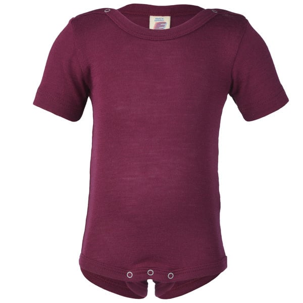 ENGEL wol zijde BABY romper KORTE MOUW effen ORCHIDEE