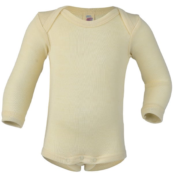 ENGEL baby romper wol zijde met LANGE MOUW effen NATUREL