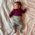 ENGEL baby romper wol zijde met LANGE MOUW effen ORCHIDEE