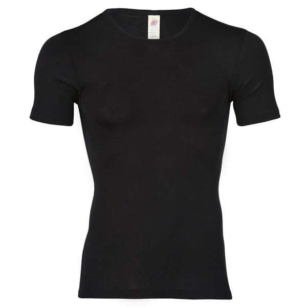 ENGEL wol zijde HEREN shirt met korte mouw ZWART