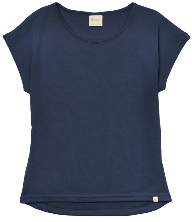 ENGEL Wol zijde shirt met kapmouw NAVY 240 gr m/2