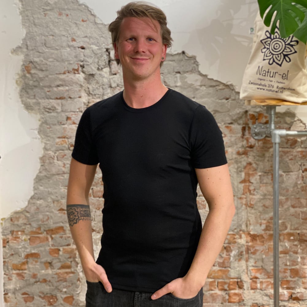ENGEL wol zijde HEREN shirt met korte mouw ZWART
