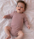 ENGEL baby romper wol zijde LANGE MOUW effen DUSTY ROSE