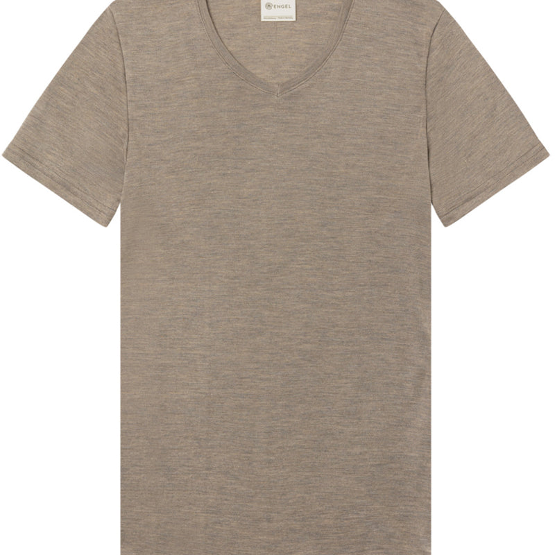 ENGEL Wolle Seide HERREN Kurzarmshirt EISBLAU