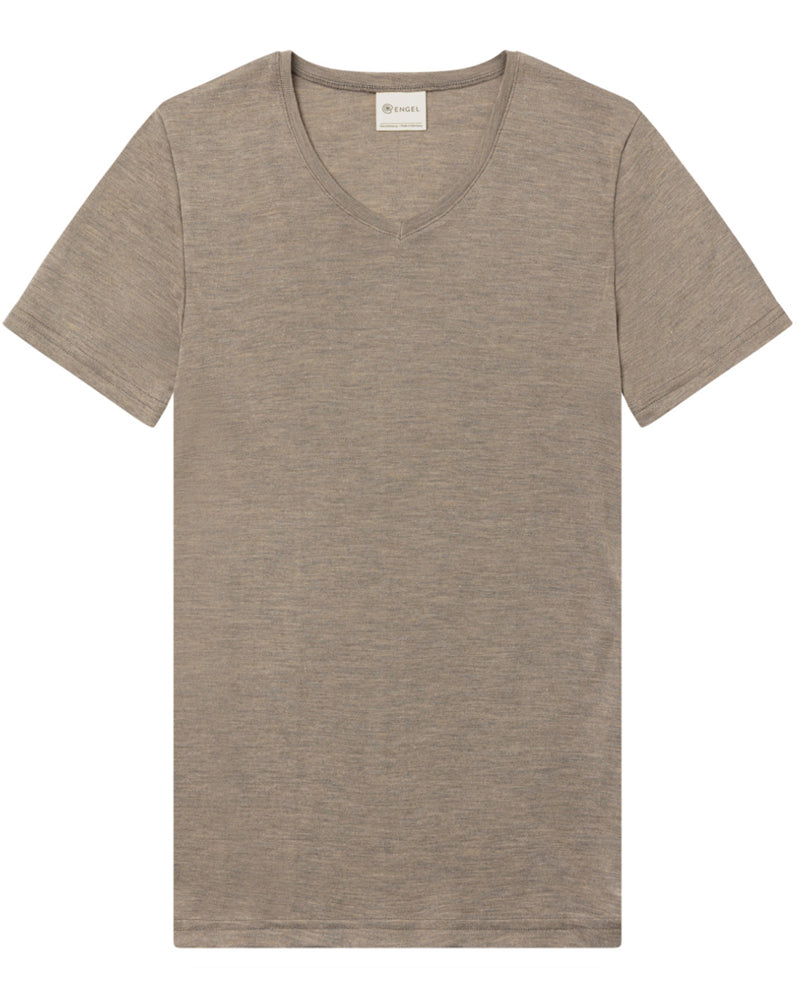 ENGEL Wolle Seide HERREN Kurzarmshirt EISBLAU