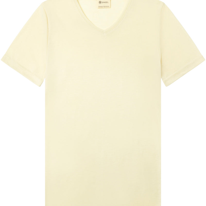ENGEL Wolle Seide HERREN Kurzarmshirt EISBLAU