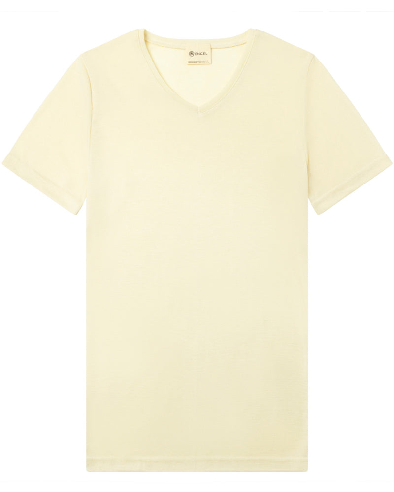 ENGEL Wolle Seide HERREN Kurzarmshirt EISBLAU