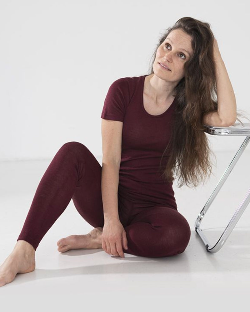 ENGEL Wol zijde legging dames wollen ondergoed BORDEAUX