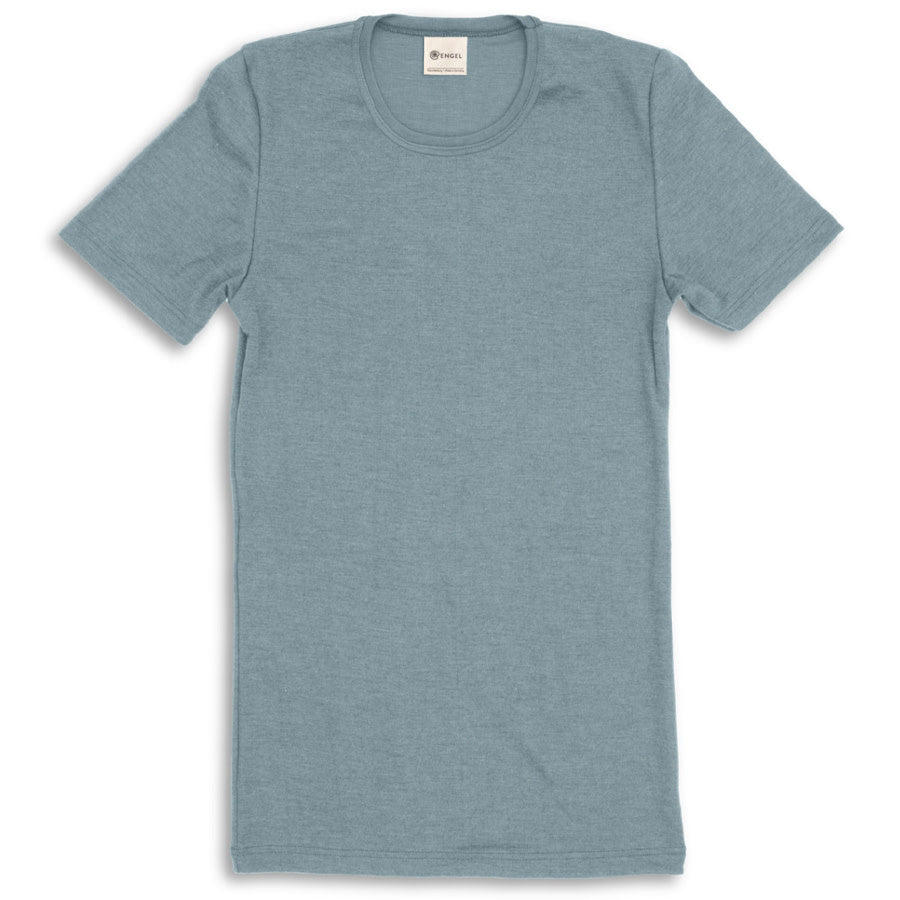 ENGEL wol zijde HEREN shirt met korte mouw IJSBLAUW