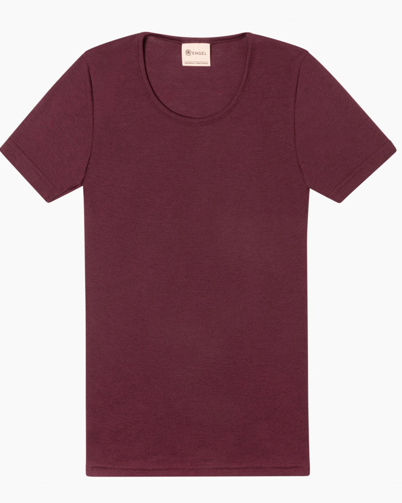 ENGEL Wol zijde shirt korte mouw dames BORDEAUX