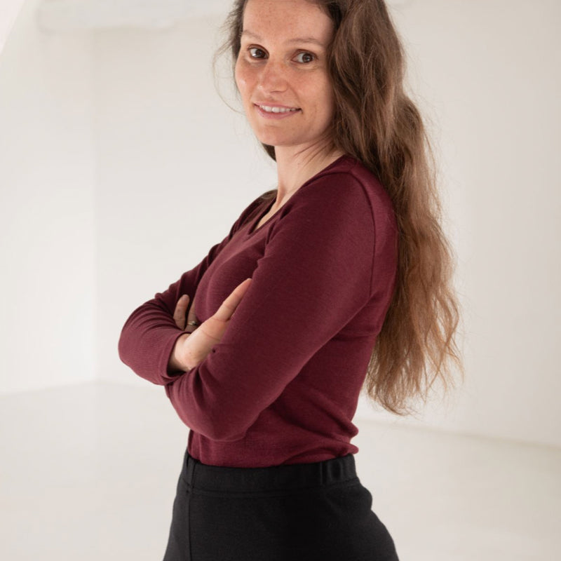 ENGEL Wol zijde longsleeve dames wollen ondergoed BORDEAUX