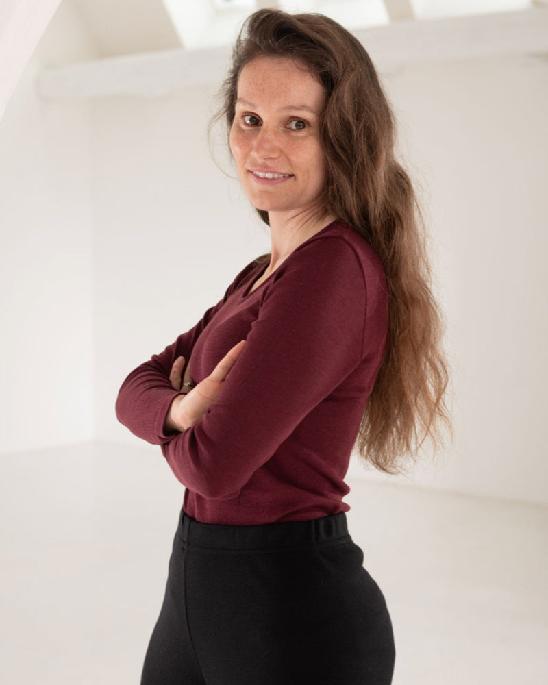 ENGEL Wol zijde longsleeve dames wollen ondergoed BORDEAUX