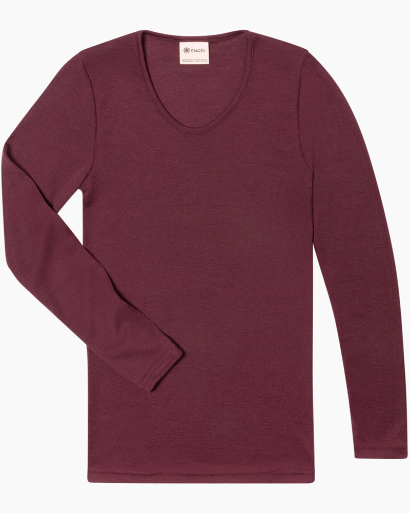 ENGEL Wol zijde longsleeve dames wollen ondergoed BORDEAUX