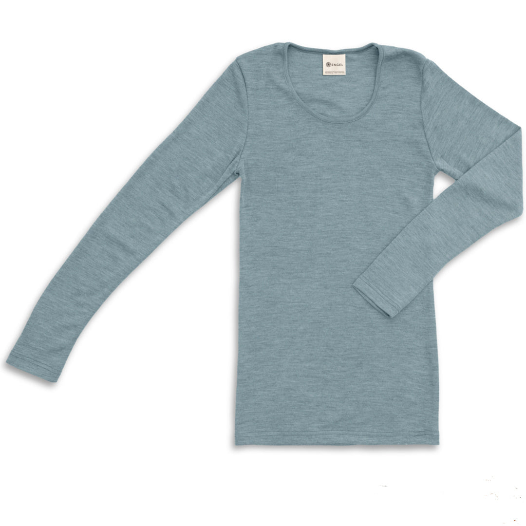 ENGEL Wol zijde longsleeve dames wollen ondergoed IJSBLAUW