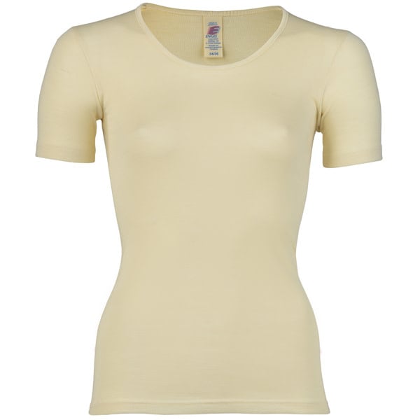 ENGEL Wol zijde dames shirt met korte mouw NATUREL wollen ondergoed