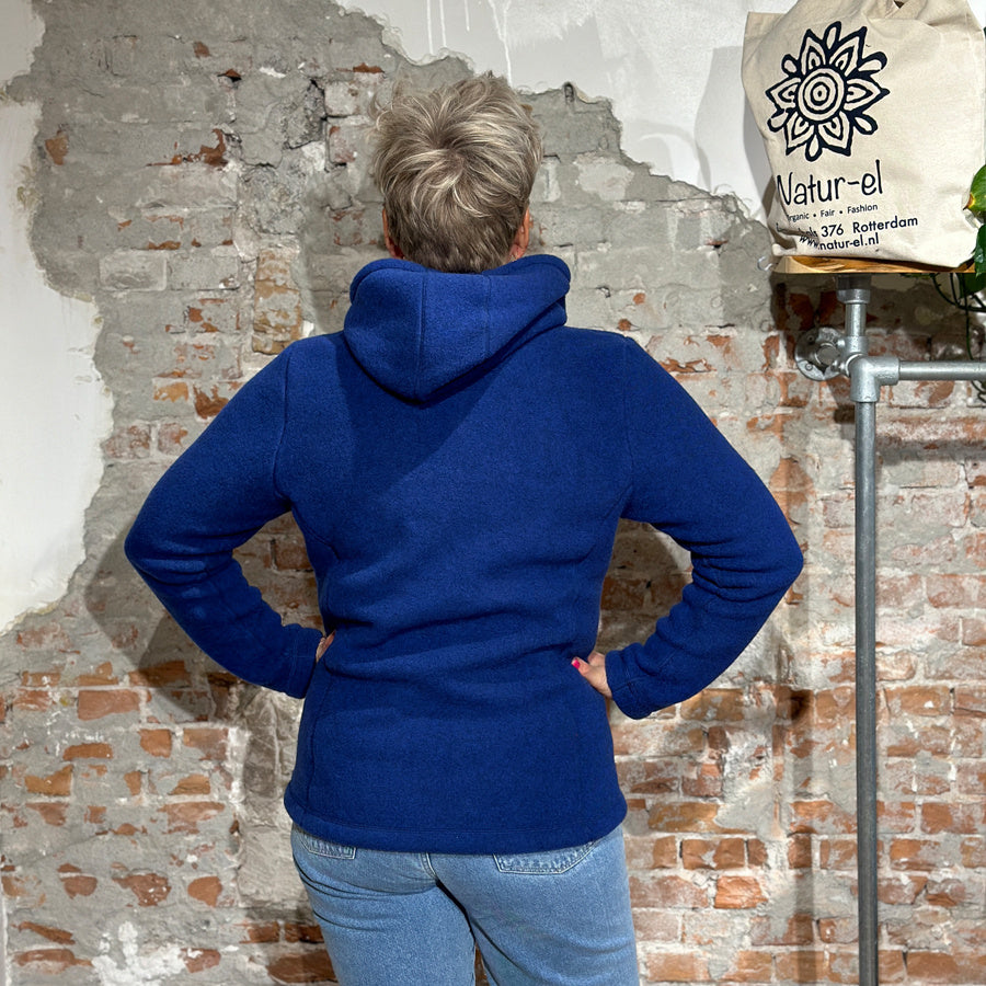ENGEL wollen DAMES vest MET CAPUCHON wolfleece KOBALT