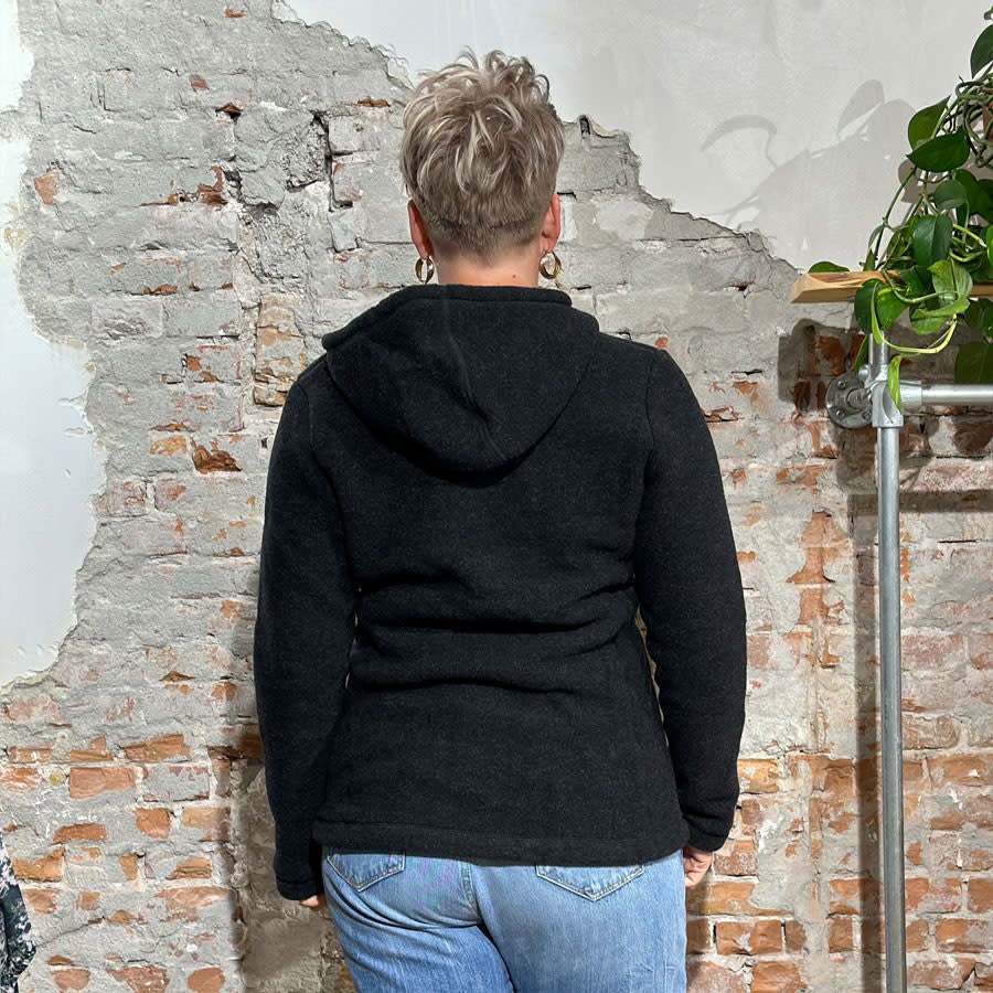 ENGEL wollen Jas vest MET CAPUCHON dames wolfleece ZWART