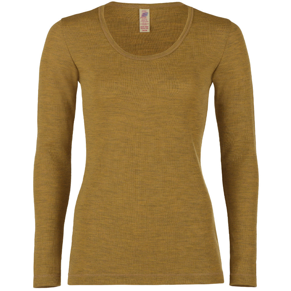 ENGEL Wollen longsleeve dames van biologische wol SAFFRAAN