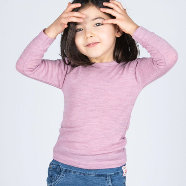 ENGEL wollen longsleeve voor KIND effen ROSEWOOD pure wol
