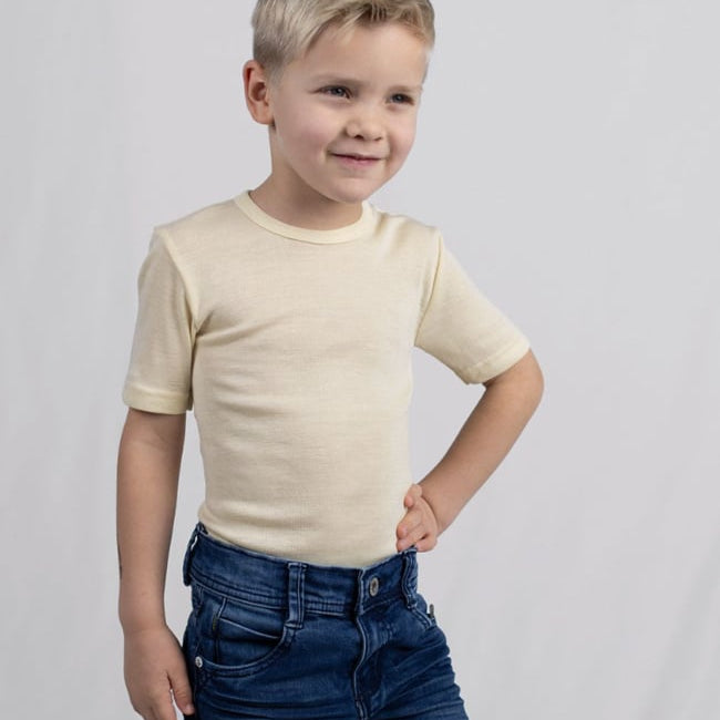 ENGEL shirt korte mouw wol zijde kind NATUREL effen