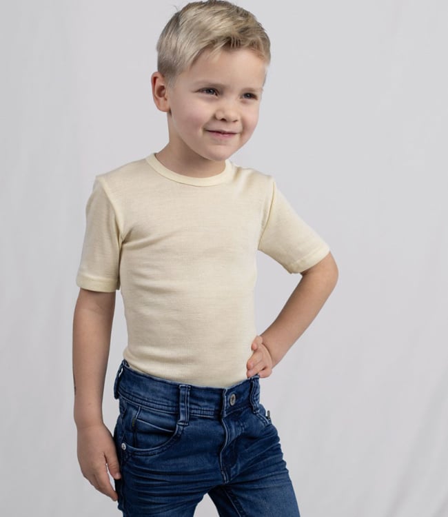 ENGEL shirt korte mouw wol zijde kind NATUREL effen