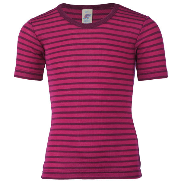 ENGEL shirt korte mouw wol zijde kind GESTREEPT Framboos orchidee