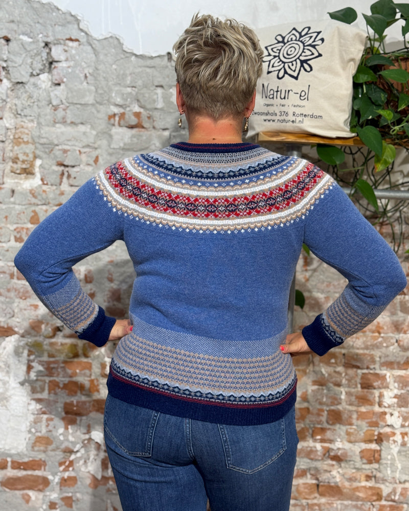 ERIBÉ merino wollen vest ALPINE BLUE MORNING met angora