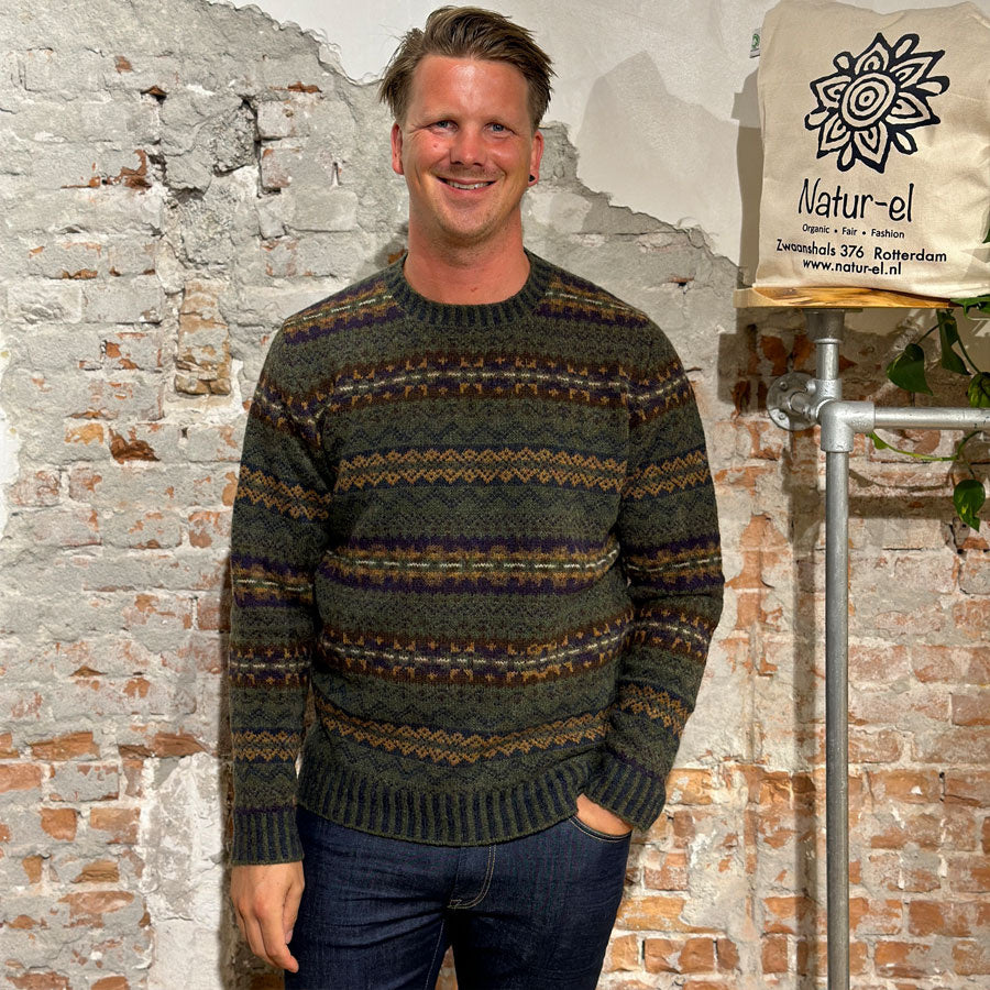 ERIBÉ wollen trui shetland wol supersoft BRODIE WOODLAND