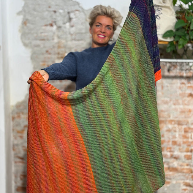 ERIBE grote wollen sjaal 100% merino lamswol TREELINE BELLAROSE
