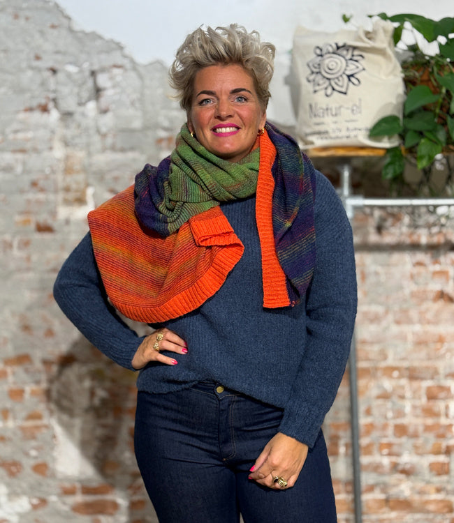ERIBE grote wollen sjaal 100% merino lamswol TREELINE BELLAROSE