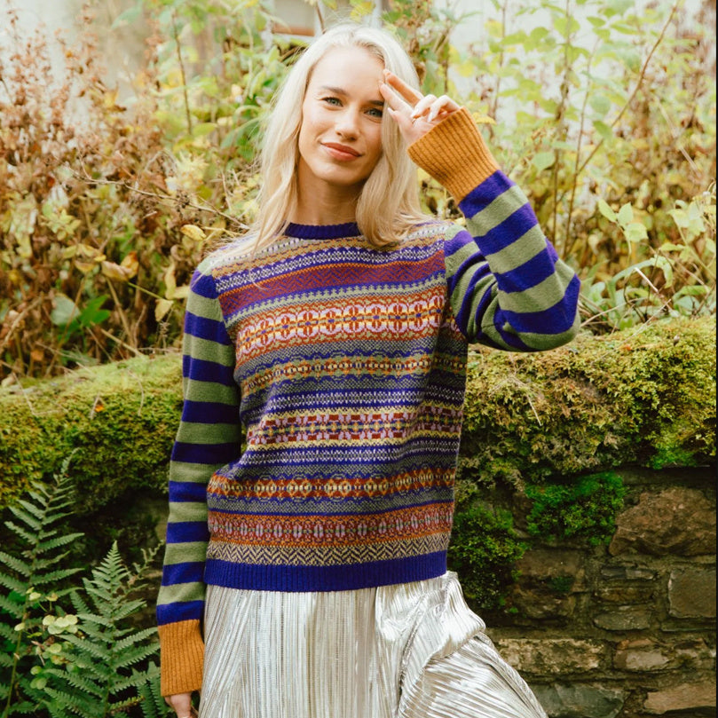 ERIBE wollen trui STOBO MULBERRY FAIRISLE reversible