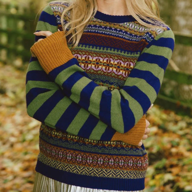 ERIBE wollen trui STOBO MULBERRY FAIRISLE reversible