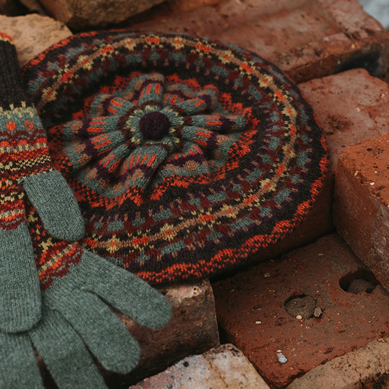 ERIBE Wollen BARET BRAEMAR OAKLEY 100% merino Fairisle ALLOA