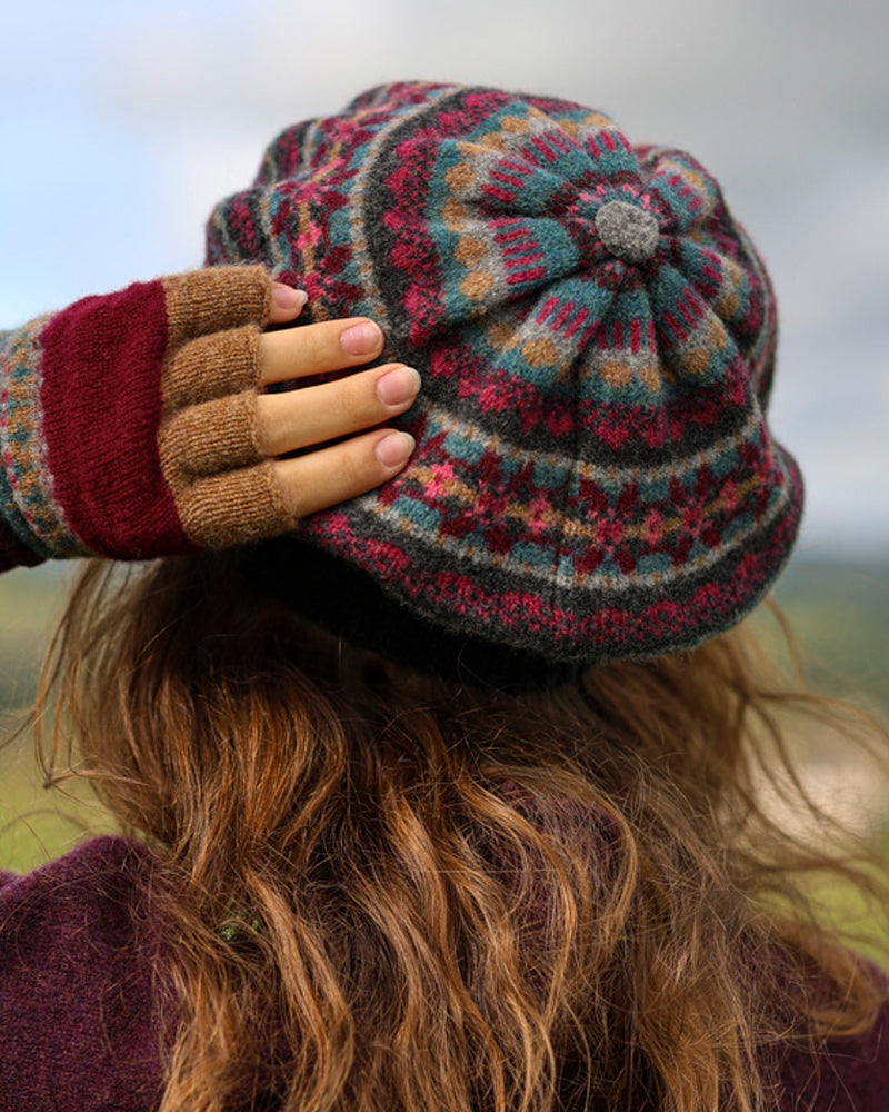 ERIBE Wollen BARET VELVET 100% merino Fairisle ALLOA