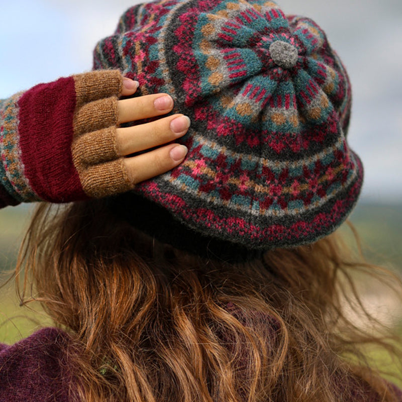 ERIBE Wollen BARET VELVET 100% merino Fairisle ALLOA