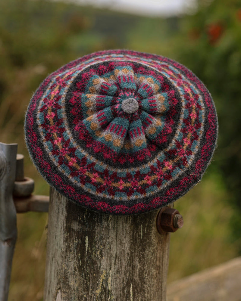 ERIBE Wollen BARET VELVET 100% merino Fairisle ALLOA