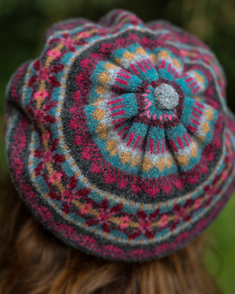 ERIBE Wollen BARET VELVET 100% merino Fairisle ALLOA