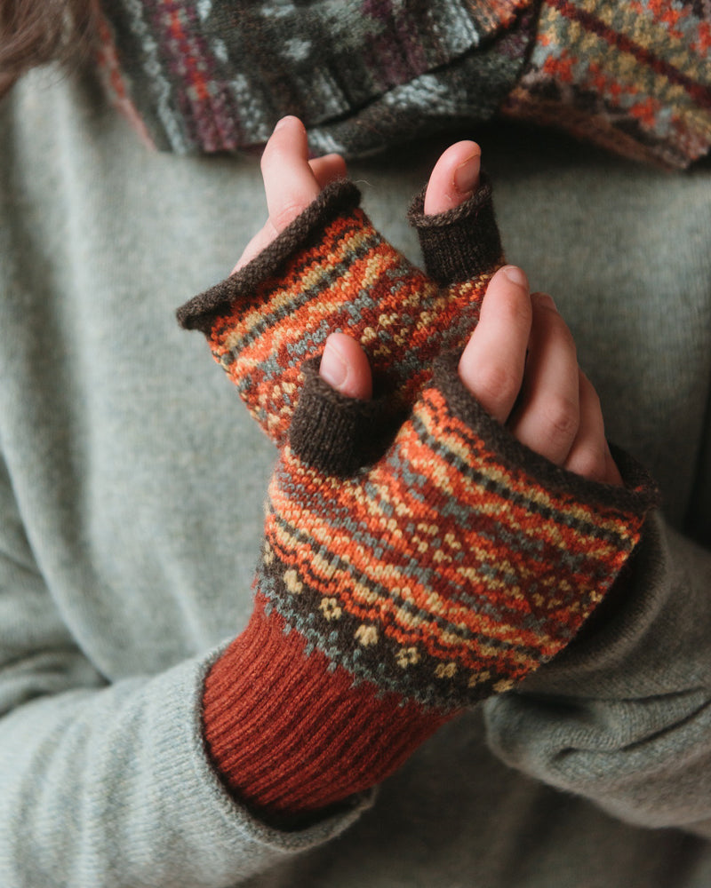 ERIBE Wollen POLSWARMERS 100% merino Fairisle ALLOA BRAEMAR OAKLEY