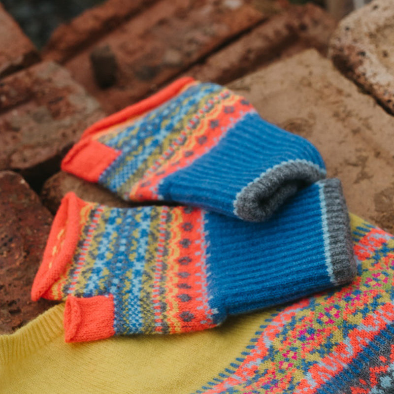 ERIBE Wollen POLSWARMERS 100% merino Fairisle ALLOA CHARM BONNIE