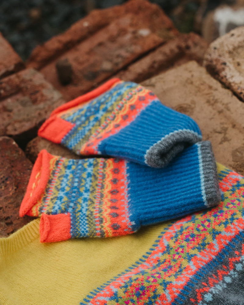 ERIBE Wollen POLSWARMERS 100% merino Fairisle ALLOA CHARM BONNIE