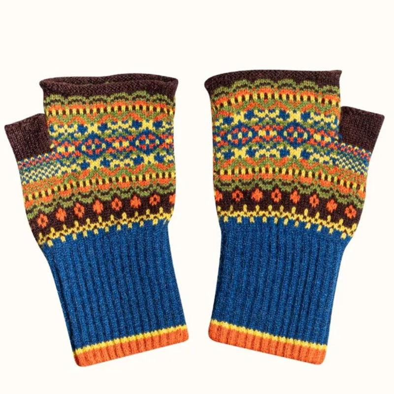 ERIBE Wollen POLSWARMERS 100% merino Fairisle ALLOA EBONY