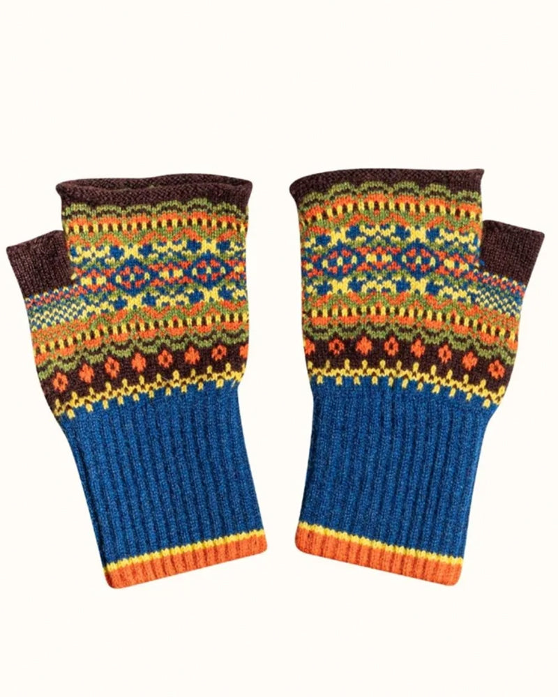 ERIBE Wollen POLSWARMERS 100% merino Fairisle ALLOA EBONY