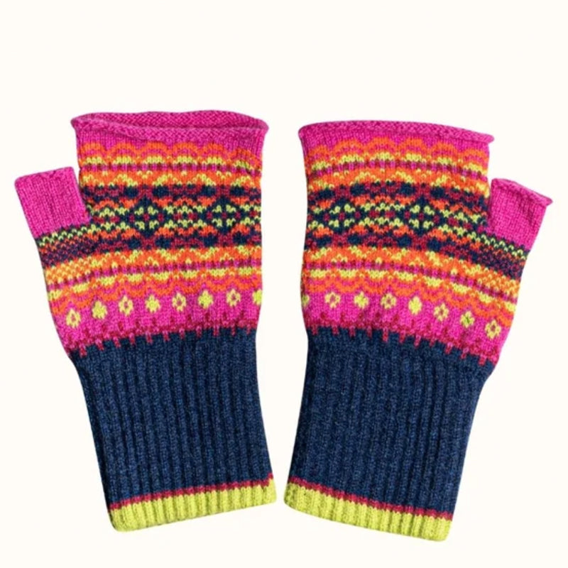 ERIBE Wollen POLSWARMERS 100% merino Fairisle ALLOA SALSA TANGO