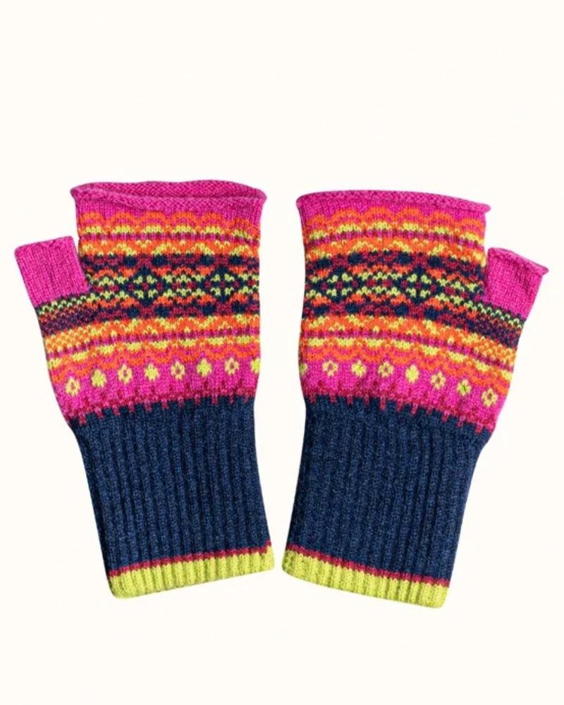 ERIBE Wollen POLSWARMERS 100% merino Fairisle ALLOA SALSA TANGO