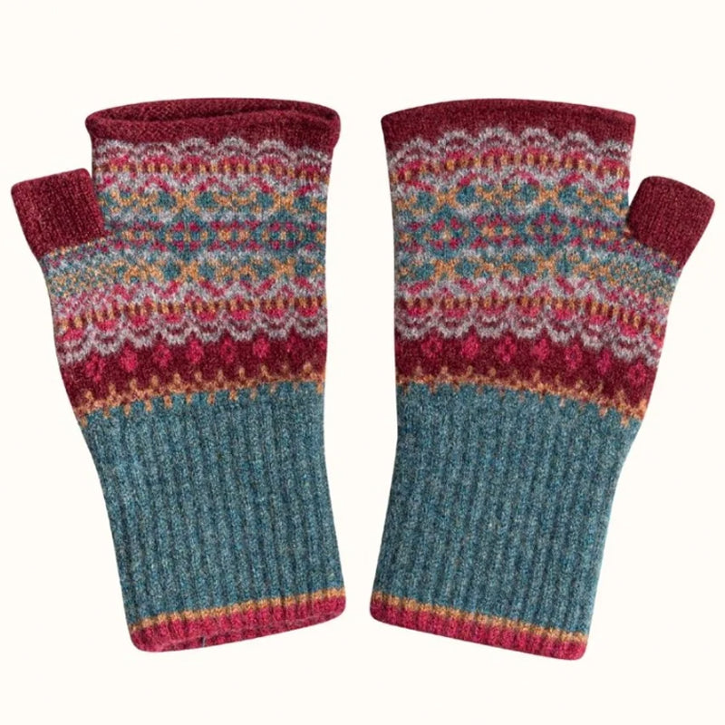 ERIBE Wollen POLSWARMERS 100% merino Fairisle ALLOA VELVET