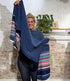 ERIBE Wollen sjaal shawl 100% merino lamswol ALPINE BLUE MORNING