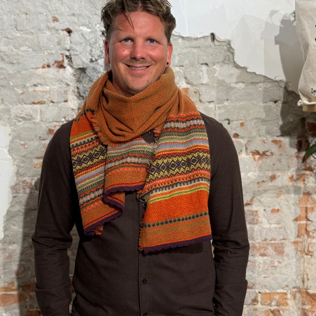 ERIBE Wollen sjaal shawl 100% merino lamswol ALPINE COPPERLAND