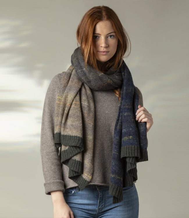 ERIBE grote wollen sjaal 100% merino lamswol TREELINE VOLE