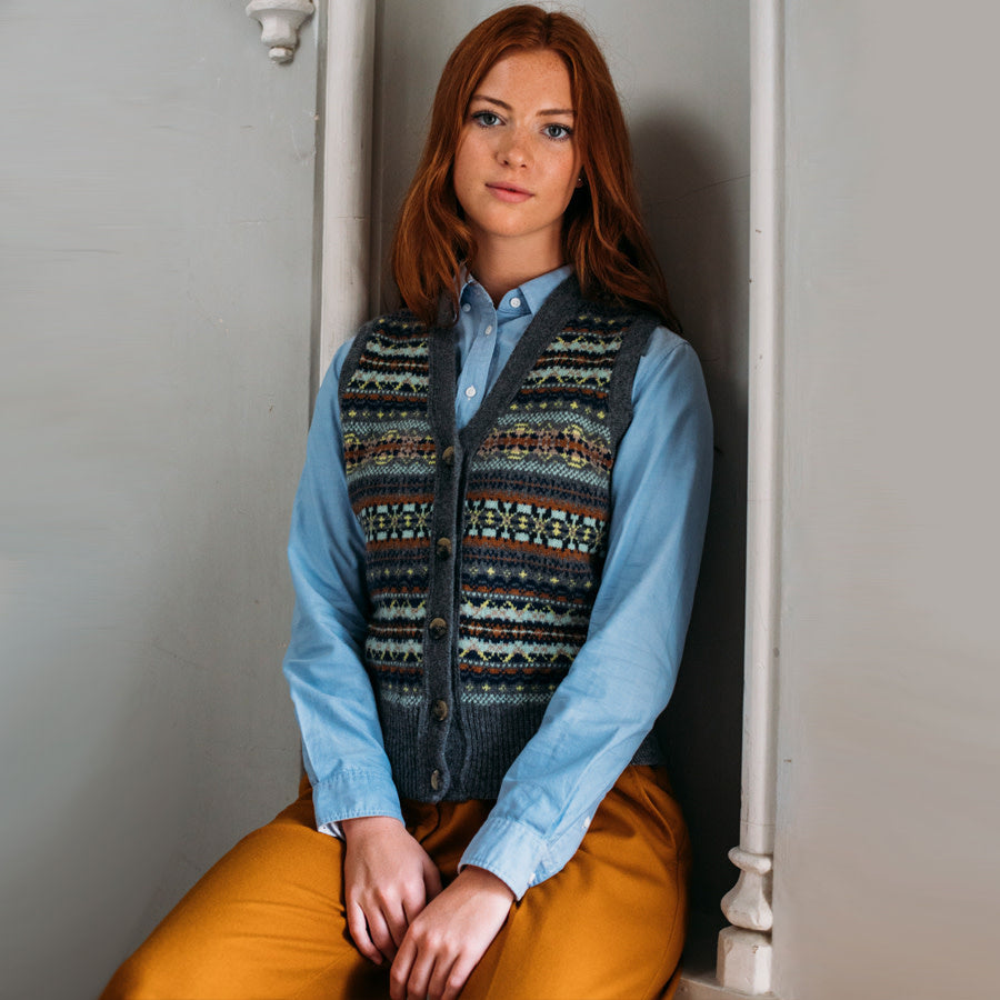 ERIBÉ wollen spencer dames vest KINROSS GARNET