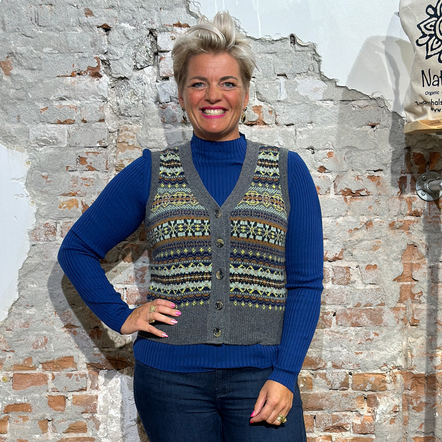 ERIBÉ wollen spencer dames vest KINROSS GARNET